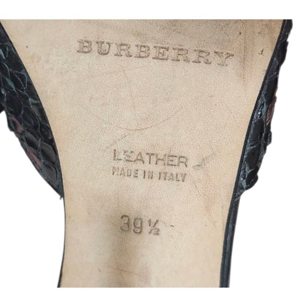 Burberry Black Snakeskin High Heel Sandals Size EU 39.5/US 9 Designer Open To - Picture 10 of 13